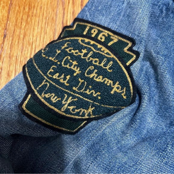 Polo Ralph Lauren Varsity Tigers Football Letterman Patch Denim Jacket Men's Sm - Picture 8 of 13